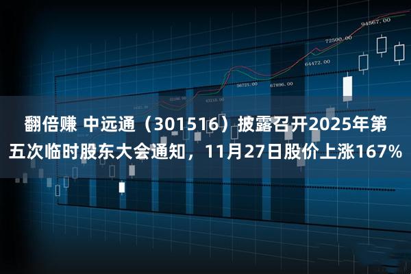 翻倍赚 中远通（301516）披露召开2025年第五次临时股东大会通知，11月27日股价上涨167%